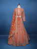 Orange Floral Embroidery Bridal Net Lehenga Set - Diadem