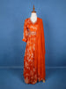 Orange Floral Embroidery Crepe Gown - Diadem