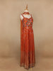 Orange Floral Mirror Embroidery Georgette Jumpsuit - Diadem