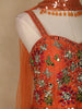 Orange Floral Mirror Embroidery Georgette Jumpsuit - Diadem
