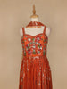 Orange Floral Mirror Embroidery Georgette Jumpsuit - Diadem