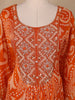 Orange Floral Printed Kaftan-style Crepe salwar suit - Diadem