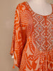 Orange Floral Printed Kaftan-style Crepe salwar suit - Diadem