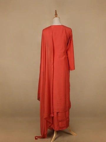 Orange Sequins Embroidered Cotton Palazzo Salwar Suit - Diadem