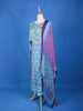 Blue Crepe Straight Cut Salwar Suit for Women Adorned with Floral Prints With Full Sleeves and U- Neck - Diadem