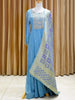 Blue Anarkali Salwar Suit Adorned with Sequins and Zardosi work along with Dupatta - Diadem