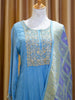 Blue Anarkali Salwar Suit Adorned with Sequins and Zardosi work along with Dupatta - Diadem