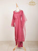 Pink Straight Cut Salwar Suit for Women Enhanced with Sequins and Beads with Dupatta - Diadem