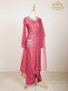 Pink Straight Cut Salwar Suit for Women Enhanced with Sequins and Beads with Dupatta - Diadem