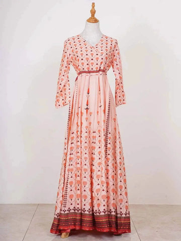 Pink Long Kurti Adorned in Floral Prints - Diadem
