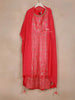 Red Crepe Straight Cut Salwar Suit for Women Adorned with Sequins and Flower Prints, Paired with Dupatta - Diadem