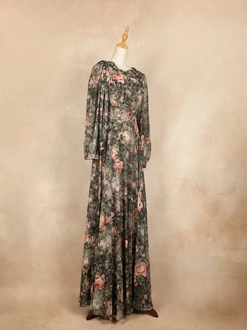 Brown Partywear with Flower Design Gown - Diadem