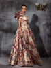 Ivory Gown with Floral Prints and Shimmers - Diadem