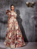 Ivory Gown with Floral Prints and Shimmers - Diadem