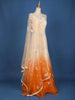 Orange Net Ombre Gown with Floral Threadwork Embroidery - Diadem