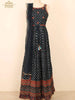 Navy Blue Anarkali Salwar Suit for Girls Enhanced with Prints and Thread work along with Dupatta - Diadem