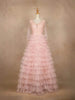 Baby Pink Net Gown with Beads and Ruffles - Diadem