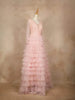 Baby Pink Net Gown with Beads and Ruffles - Diadem