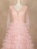 Baby Pink Net Gown with Beads and Ruffles - Diadem