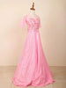 Pink Satin Gown with Floral Embellishments - Diadem