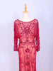 Red Net Full Sleeves Gown Embellished with Floral Beads - Diadem