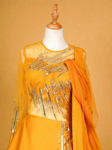 Chrome Yellow Gown Enhanced with Sequins - Diadem