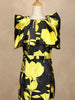 Yellow Partywear with Floral Prints, Waist Belt and Without Dupatta Gown - Diadem