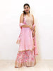 Light Pink Sharara Suit and Peplum Top Adorned with Floral Prints along with Dupatta - Diadem