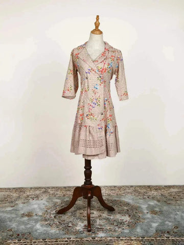 Light Brown Kurti Adorned with Floral Prints - Diadem