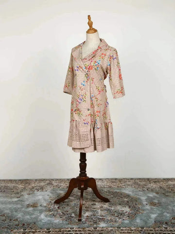 Light Brown Kurti Adorned with Floral Prints - Diadem