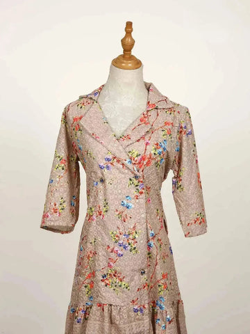Light Brown Kurti Adorned with Floral Prints - Diadem