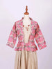 Light Brown Kurti Adorned with Floral prints paired with Full Sleeve Overcoat - Diadem