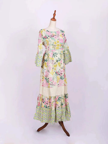 Multicolor Long Kurti Adorned with Floral Prints and Thread work - Diadem