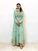Light Green Anarkali Salwar Suit for Women Adorned with Floral Prints and Foil Work along with Dupatta - Diadem