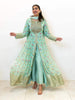 Light Green Anarkali Salwar Suit for Women Adorned with Floral Prints and Foil Work along with Dupatta - Diadem