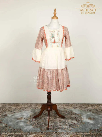 Ivory Kurti Adorned with Floral Thread work - Diadem