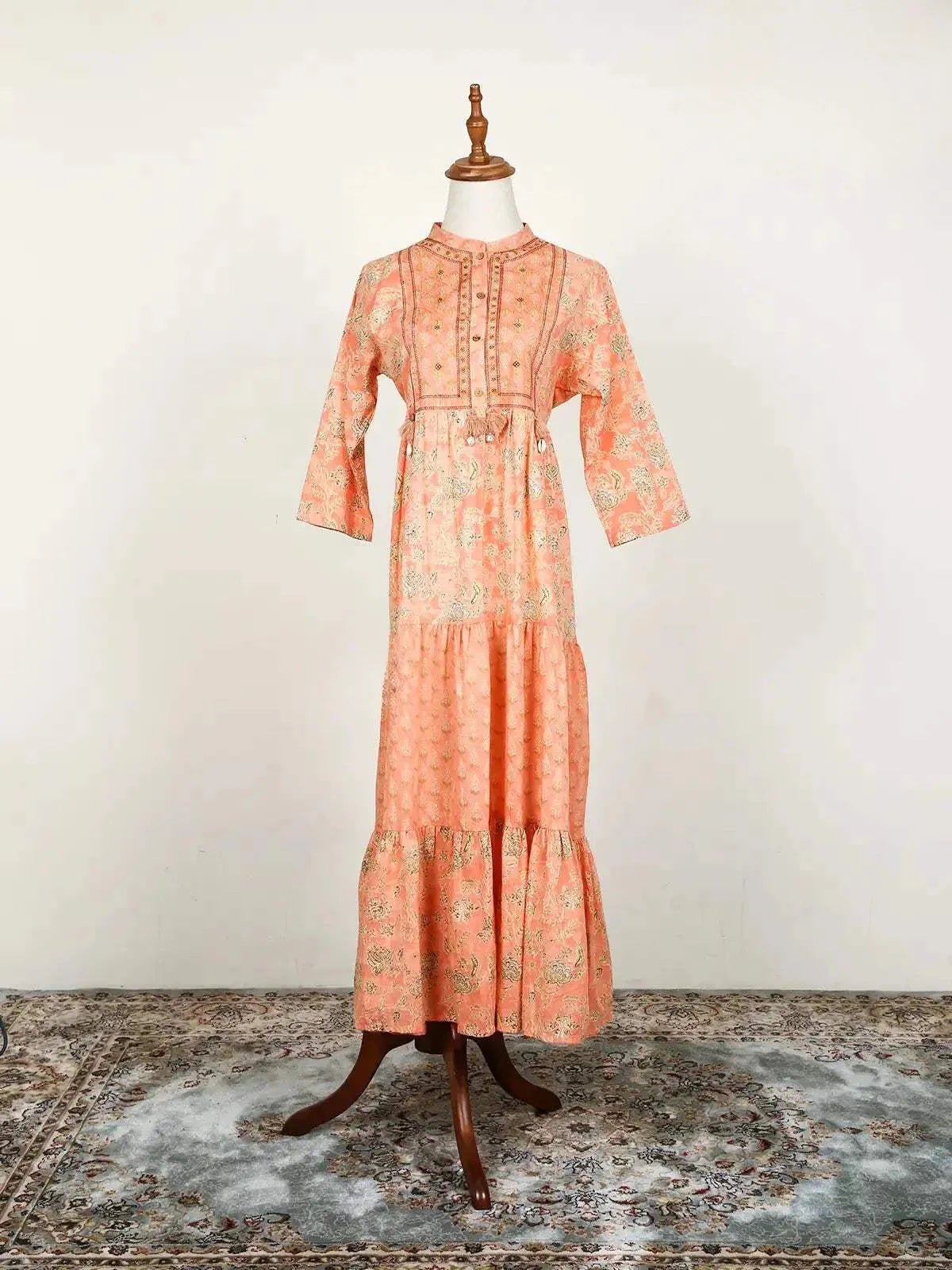 Light Peach Kurti Adorned with Floral Prints - Diadem