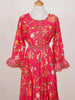 Pink Bell Sleeves Kurti Adorned with Floral Prints and Sequins - Diadem