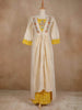 Yellow with White Kurti Adorned with Floral Prints and Thread work Embroidery - Diadem