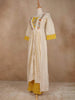 Yellow with White Kurti Adorned with Floral Prints and Thread work Embroidery - Diadem