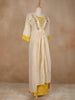 Yellow with White Kurti Adorned with Floral Prints and Thread work Embroidery - Diadem