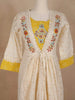 Yellow with White Kurti Adorned with Floral Prints and Thread work Embroidery - Diadem