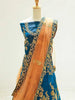 Ink Blue Raw Silk Semi Stitched Embroidered Lehenga with Dupatta - Diadem