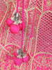 Queen Pink Silk Floral Embroidered Mirrorwork Bridal Lehenga - Diadem