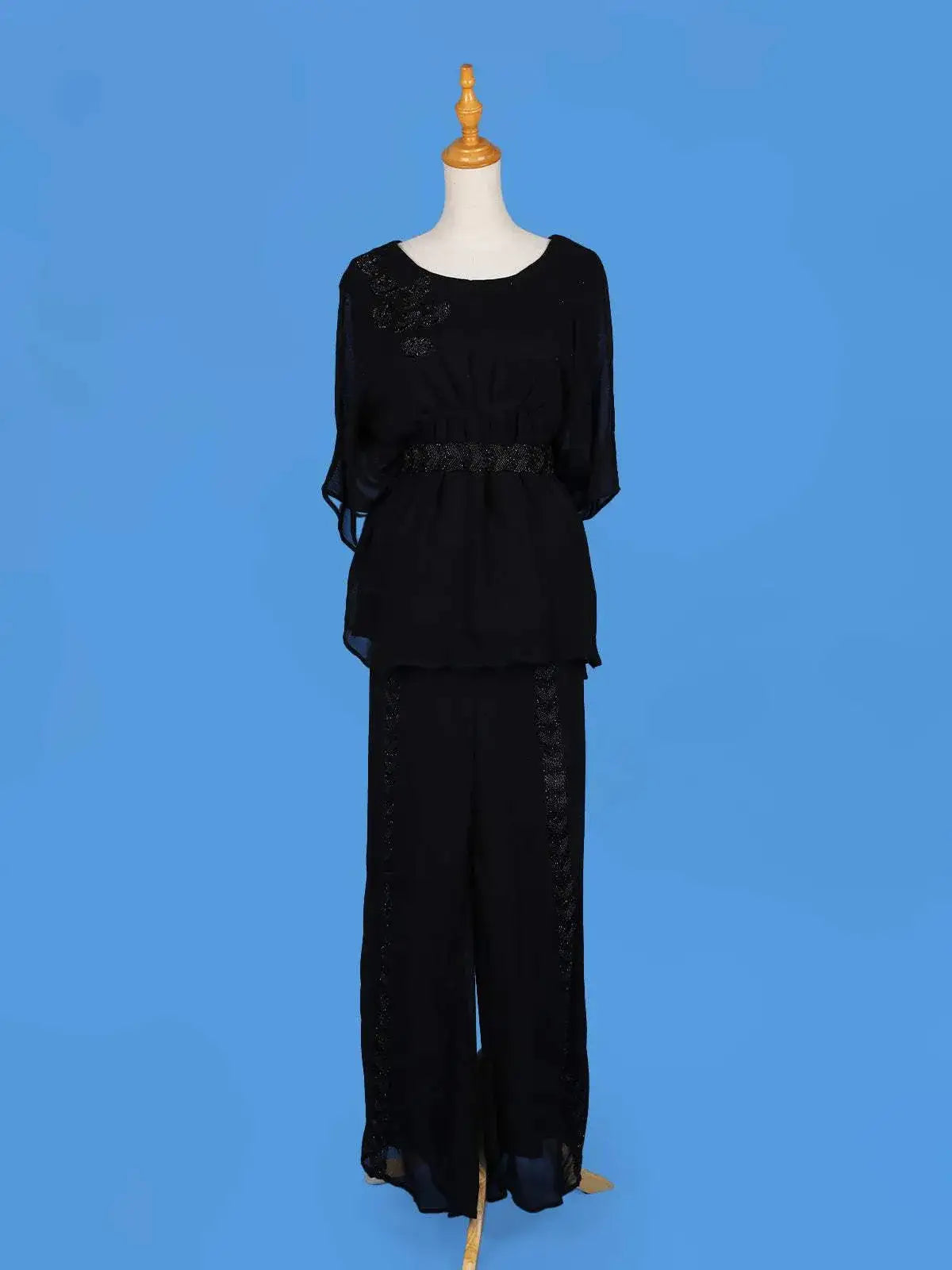 Black Floral Designed Palazzo Salwar Suit for Women - Diadem