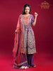 Grape Purple Palazzo Salwar Suit for Women Embellished in Floral Zari and Beads with Embroidery Dupatta - Diadem