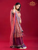 Grape Purple Palazzo Salwar Suit for Women Embellished in Floral Zari and Beads with Embroidery Dupatta - Diadem