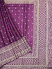 Purple Tussar Silk Saree with Floral Motif on the body and Embroidery Zari Border - Diadem