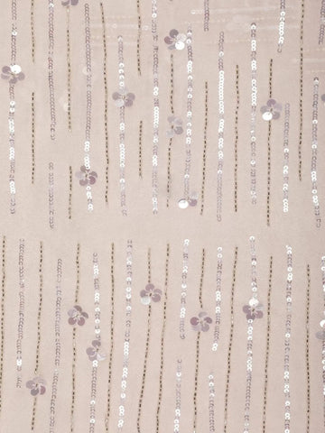 White Net Bridal Saree with Sequins Striped Design on the Body and Design Border - Diadem