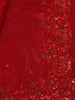 Red Organza Silk Saree Embellished with Floral Embroidery Border - Diadem